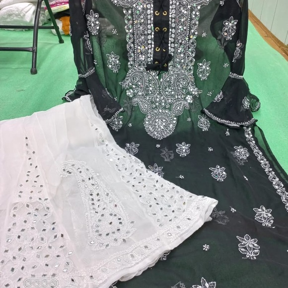 Chinakari kurta/sharara with mirror work - Picture 2 of 2